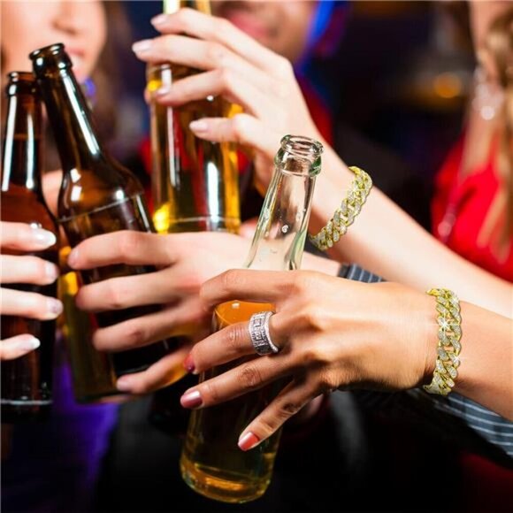 Gold 2 Pieces Cuban Link Chain for Women Cuban Necklace Bracelet Heavy Bling - Picture 5 of 6